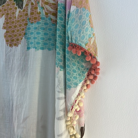 Z & L Kimono PomPom Boho Beach Cover Up/Dress - Picture 6 of 9